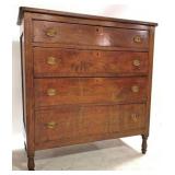 Early Sheraton 4 Drawer Chest on Turned Leg