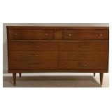 Bassett MCM Walnut 6 Drawer Dresser