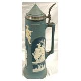 Vintage Mettlach German Beer Stein w/ inlay lid