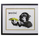 CHIMP W/ BANANA GUN GICLEE BY GRAFFITI ARTIST
