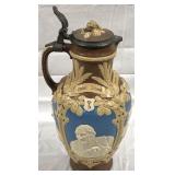 Vintage Mettlach German Beer Stein w/ inlay lid
