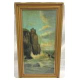 Early Oil on Canvas Painting Under Glass