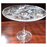 Art Glass Wheel Cut Compote 6.5x8"