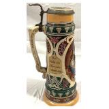 Vintage German Beer Stein w/ inlay lid