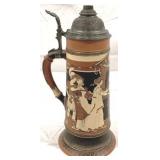 Vintage Mettlach 3L German Beer Stein w/ lid