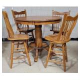Oak Bistro Table w/ 4 swivel stools