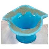 Fenton Persian Blue Wild Rose Hat Vase