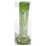 Mary Gregory Hand Painted Green Vase