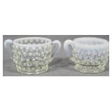 Moonstone Hobnail Creamer and Sugar 2.5"