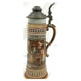 Vintage Mettlach German Beer Stein w/ lid