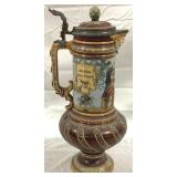 Vintage Mettlach German Beer Stein w/ inlay lid