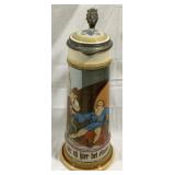 Vintage Mettlach German Beer Stein w/ inlay  lid