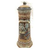 Vintage Mettlach German Beer Stein w/ inlay lid