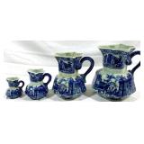 4 Graduated Ironstone Pitchers