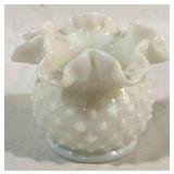 Fenton Milk Glass Hobnail Vase 3"
