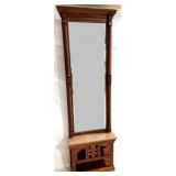 Walnut Victorian Hall Mirror w/ Chocolate Marble