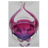 Murano Art Glass Purple Basket 9"