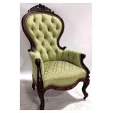 Victorian Carved & Tufted Back Parlor Chair
