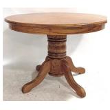 Round Oak Pedestal Base Dining Table