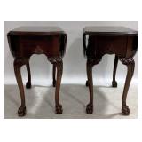 Matching Pair Chippendale Drop Leaf End Tables