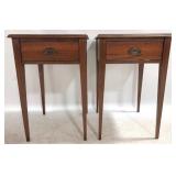 Pair Mahogany 1 Drawer Tapered Leg Stands