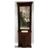 American Victorian Walnut Pier Mirror w/ Marble