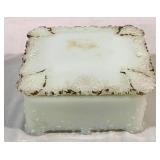 Antique Milk Glass Dresser Box 5 x 5 x 2.75