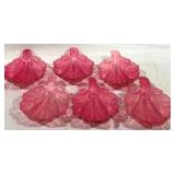 6 Cranberry Seashell Bowls 5 x 6
