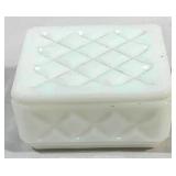 Milk Glass Dresser Box 4 x 4 x 2.25