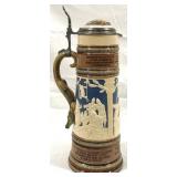 Vintage Mettlach German Beer Stein w/ inlay lid