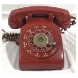 Bell System Red Rotary Phone - 6" x 9" x 11"