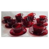 22pc Ruby Red Cups & Saucers