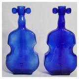 2 Cobalt Blue Bottles 9"