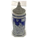 Vintage Salt Glazed German Beer Stein w/ lid