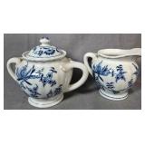 Blue Danube Blue Onion Creamer & Sugar