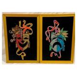 2 Mid-Century Gravel Art Wall Hangings