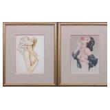 SET OF 2 DECO PIN UP GIRLS BY ALBERTO VARGAS