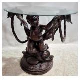 Bronze Cherub Table with Glass top