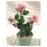 Chinese Glass Flower Sculpture 11"