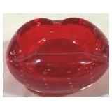 Murano Red Controlled Bubble Bowl