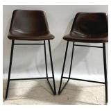 Pair Decorative Counter Stools, Brown
