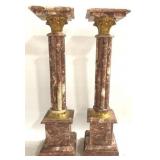 Pair Corinthian Column Marble Plant Stands