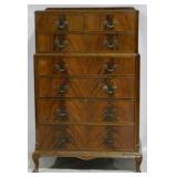 Book matched mahogany chest on chest