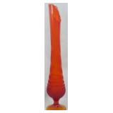 Fenton Orange Swung Glass Vase 22.5"