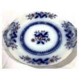 Flow blue Handled Tray 14 x 13