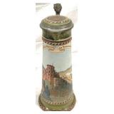 Vintage Mettlach German Beer Stein w/ inlay lid