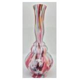 Victorian Cased Splatter Art Glass 10" Vase