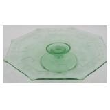 Uranium Green Glass Footed Cake Stand