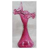 Cranberry Jack in Pulpit Art Glass Vase 12"