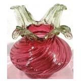 Stevens & Williams Cranberry Art Glass Vase